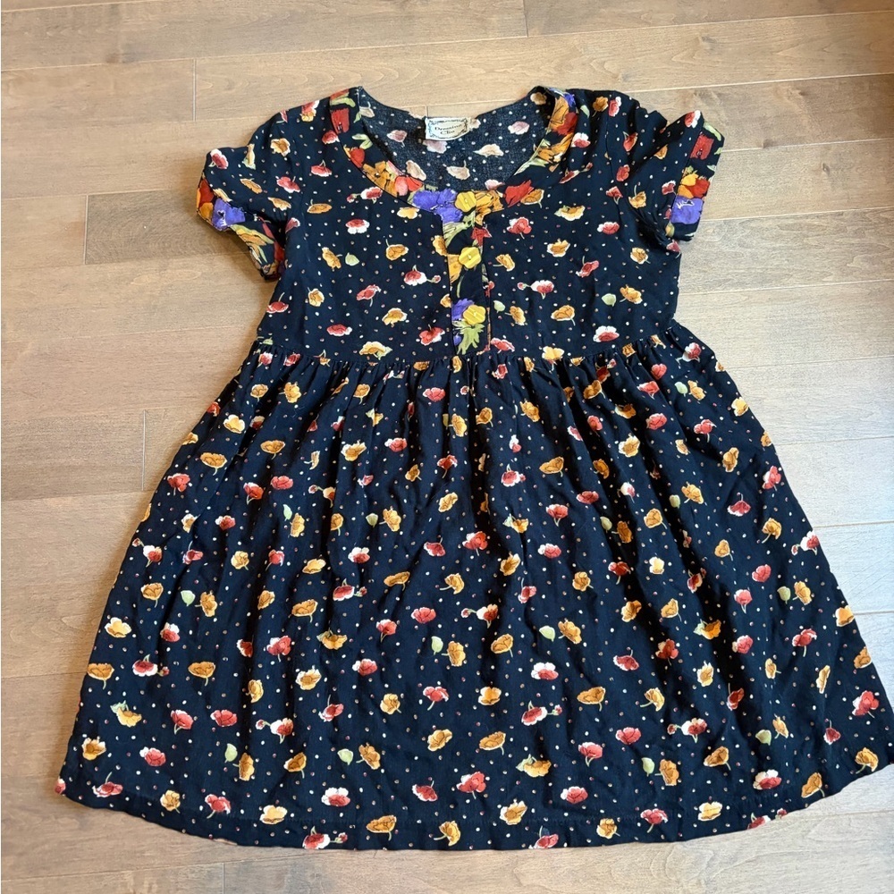 Vintage Dressing Clio Black Dress with Colorful Pattern